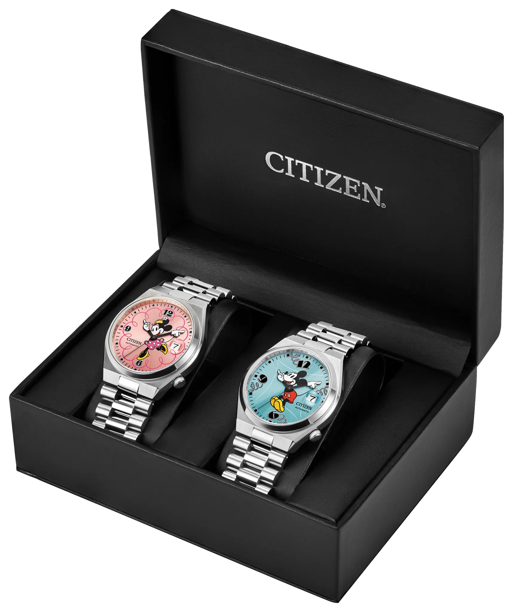 TSUYOSA Mickey Mouse and Minnie Mouse Blue Dial Stainless Steel